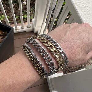 Jenny  Bird Faux Silver and Gold Chain Bracelet Set